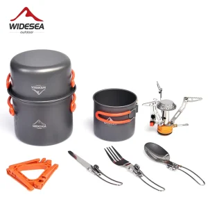 Widesea Camping Cookware/Tableware Outdoor Set with Stove Burner included.