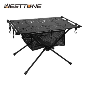 WESTTUNE Folding Camping Table Aluminum Lightweight with Storage Mesh Bag.