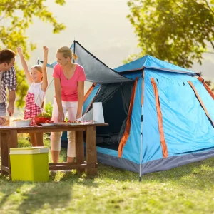 Pop-up Camping Tent, Instant set-up,4-5 person, with 2 mosquito net windows.