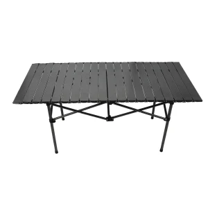 Folding Camp Table Black Multi Functional Carbon Steel Portable Roll Up
