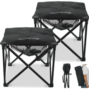 Camping Stool [2 Black] Padded with Storage Nets and tote bag.