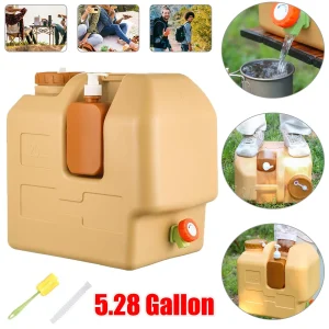 20L Water Container Large-Capacity. With Spigot, Water Storage Jug For Hiking.