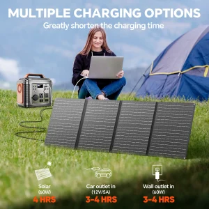 300W Portable Power Station, 296Wh Solar Generator,  Lithium Battery (with Solar Panel)