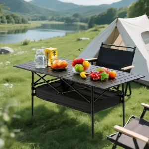 Senmeo Camping Table, Lightweight, 4-6 Person Portable Roll Up Aluminum Table With Carry Bag