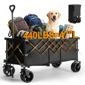 JHK Portable Extended Collapsible Wagon Cart 440lbs, Heavy Duty Utility Wagon with Wheels