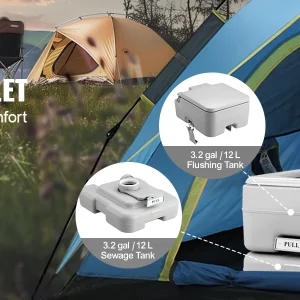 SucceBuy Portable Toilet for Camping Push-Button Pressurized Flush