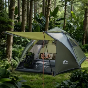 Night Cat Pop Up Tent 2-3 Persons Instant Set Up Tent with Footprint Tarp & Porch & Rainfly