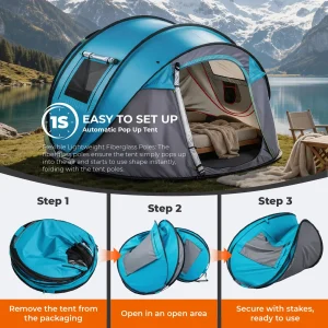 4 Person Pop Up Tent with front awning