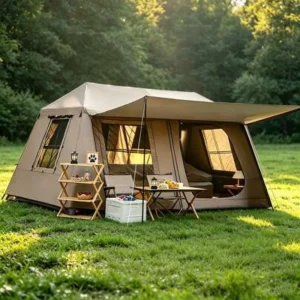 4 6 8 Person Camping Tent Retractable Awning Ventilation Windows All Seasons